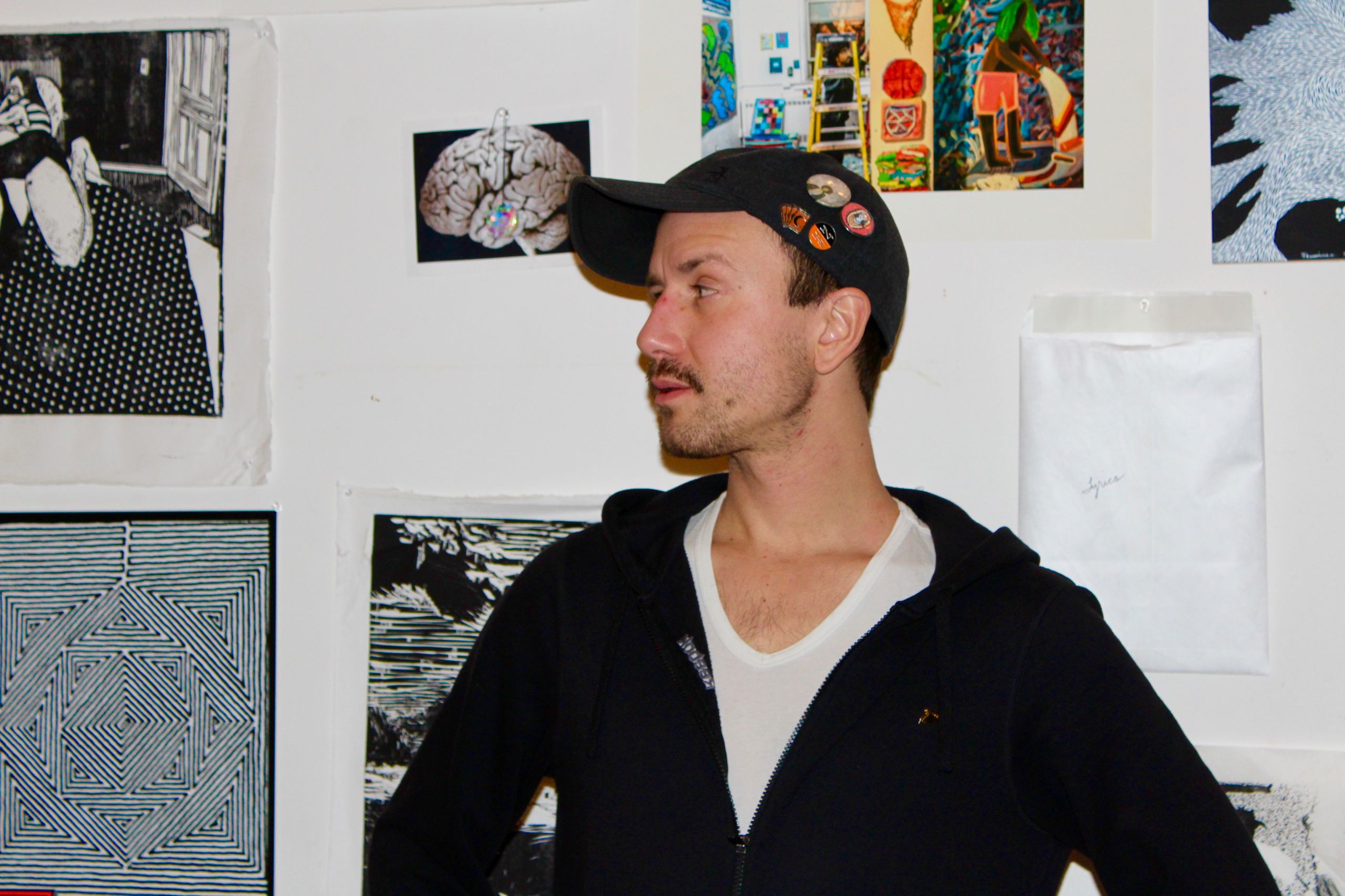 Daniel Eugene in his studio apartment in New Haven.